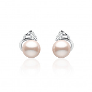 Cercei perle naturale roz pudra din argint cu cristal DiAmanti SK18202E-L-G (Argint 925‰ 2,05 g.)